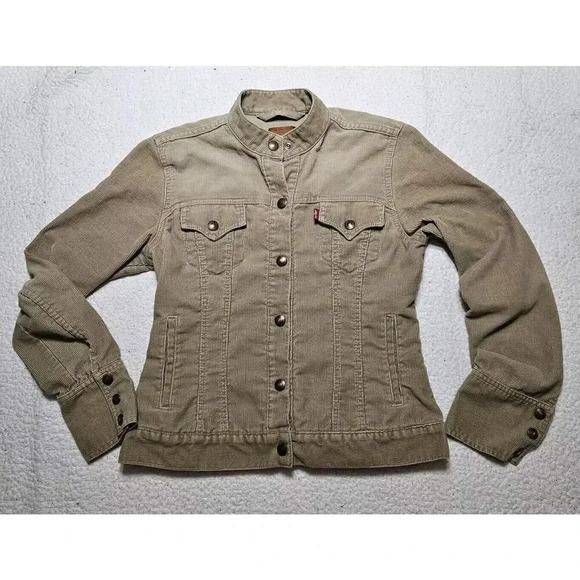 Levi's Jackets & Blazers - Womens Vintage Y2K Levis Tan Brown Corduroy Trucker Jacket Size Medium